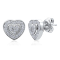 Boucles d&#39;oreille en coeur 925 Bijoux en argent sterling avec CZ